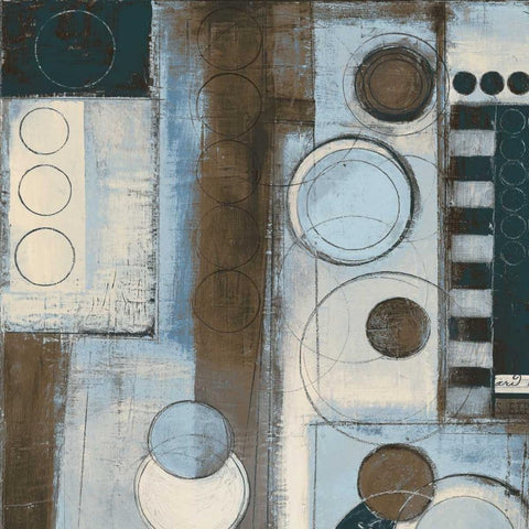 Rush Hour Blues Sq. I White Modern Wood Framed Art Print with Double Matting by Poloson, Kimberly