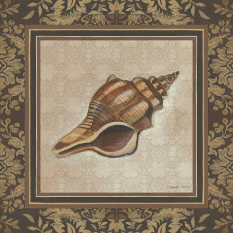 Shell Elegance I Black Ornate Wood Framed Art Print with Double Matting by Poloson, Kimberly