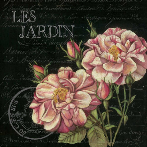 Les Jardin Roses Sq. White Modern Wood Framed Art Print with Double Matting by Poloson, Kimberly