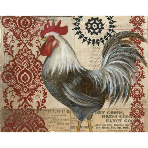 Classic Rooster II Black Modern Wood Framed Art Print with Double Matting by Poloson, Kimberly