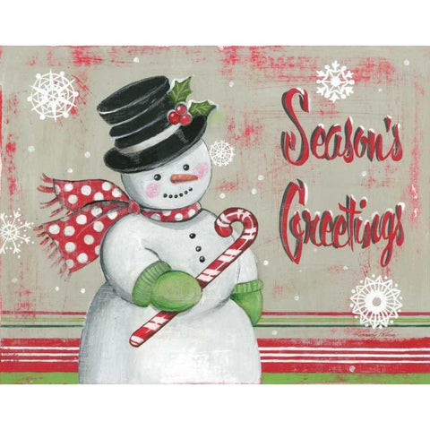 Christmas Snowman II Gold Ornate Wood Framed Art Print with Double Matting by Poloson, Kimberly