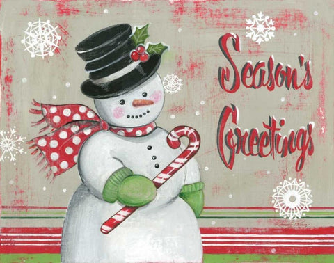 Christmas Snowman II White Modern Wood Framed Art Print with Double Matting by Poloson, Kimberly