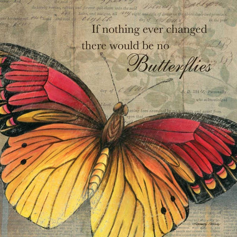 Butterfly I Gold Ornate Wood Framed Art Print with Double Matting by Poloson, Kimberly