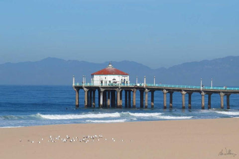 Ocean Pier White Modern Wood Framed Art Print with Double Matting by Williams, Alex