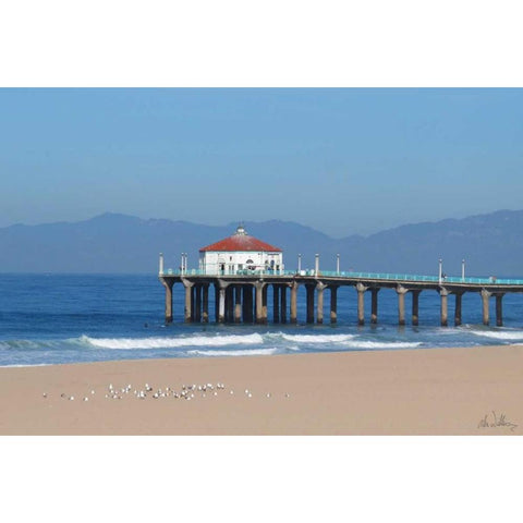 Ocean Pier Black Modern Wood Framed Art Print with Double Matting by Williams, Alex