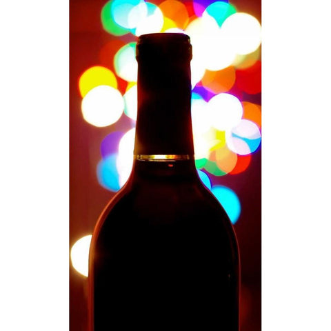 Wine Bottle Bokeh Black Modern Wood Framed Art Print with Double Matting by Burkhart, Monika