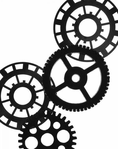 Gears II White Modern Wood Framed Art Print with Double Matting by Burkhart, Monika