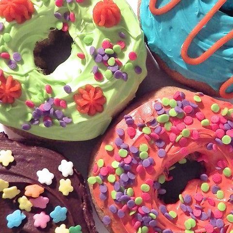 Doughnut Choices I Black Modern Wood Framed Art Print with Double Matting by Burkhart, Monika