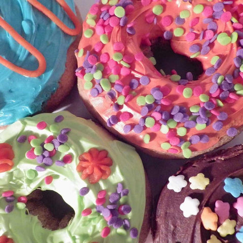 Doughnut Choices II White Modern Wood Framed Art Print with Double Matting by Burkhart, Monika