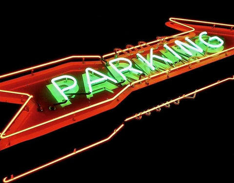 Parking Black Ornate Wood Framed Art Print with Double Matting by Burkhart, Monika