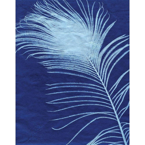 Indigo Feathers III Gold Ornate Wood Framed Art Print with Double Matting by Burkhart, Monika