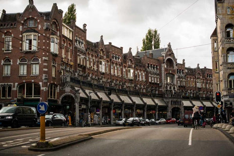 Herengracht and Raadhuisstraat Black Ornate Wood Framed Art Print with Double Matting by Berzel, Erin