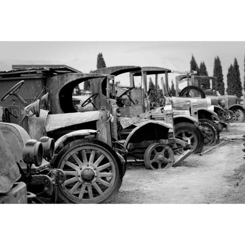 Antique Car Graveyard I Gold Ornate Wood Framed Art Print with Double Matting by Berzel, Erin