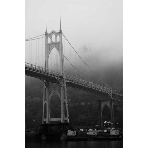 St. Johns Bridge I White Modern Wood Framed Art Print by Berzel, Erin