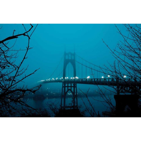 St. Johns Bridge II Gold Ornate Wood Framed Art Print with Double Matting by Berzel, Erin