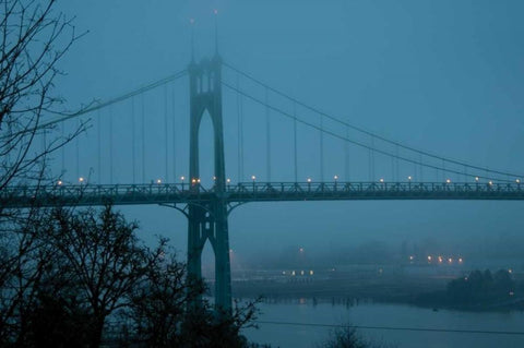 St. Johns Bridge III Black Ornate Wood Framed Art Print with Double Matting by Berzel, Erin