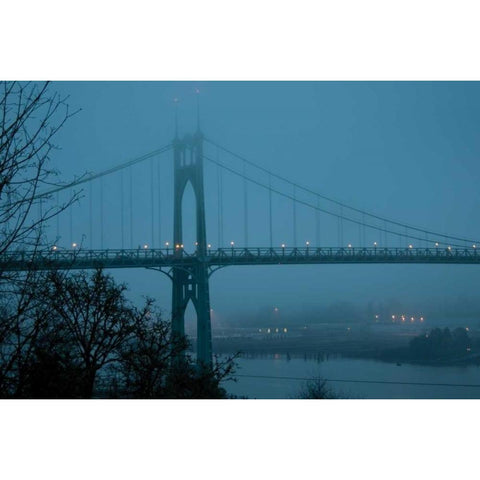 St. Johns Bridge III White Modern Wood Framed Art Print by Berzel, Erin