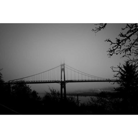 St. Johns Bridge V White Modern Wood Framed Art Print by Berzel, Erin