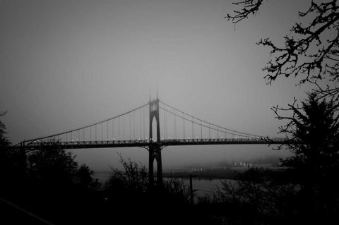 St. Johns Bridge V Black Ornate Wood Framed Art Print with Double Matting by Berzel, Erin