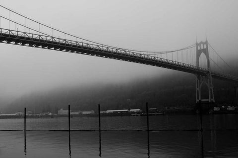 St. Johns Bridge VI White Modern Wood Framed Art Print with Double Matting by Berzel, Erin