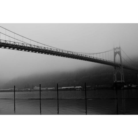 St. Johns Bridge VI Black Modern Wood Framed Art Print with Double Matting by Berzel, Erin