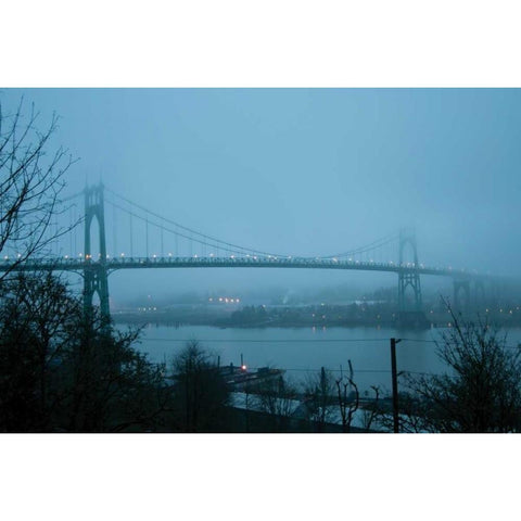 St. Johns Bridge VII Black Modern Wood Framed Art Print with Double Matting by Berzel, Erin