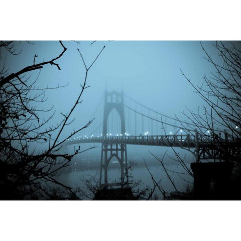 St. Johns Bridge VIII Black Modern Wood Framed Art Print with Double Matting by Berzel, Erin