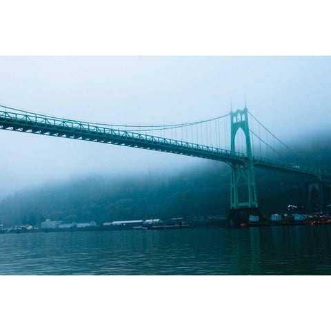 St. Johns Bridge IX Gold Ornate Wood Framed Art Print with Double Matting by Berzel, Erin