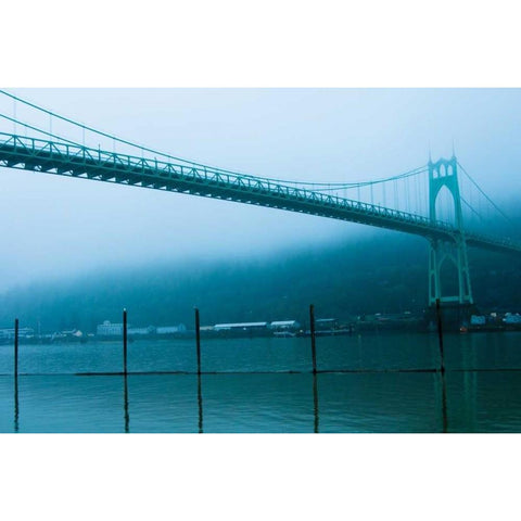 St. Johns Bridge X Gold Ornate Wood Framed Art Print with Double Matting by Berzel, Erin