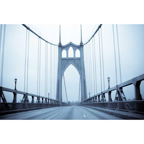 Eastbound on the Bridge II White Modern Wood Framed Art Print by Berzel, Erin