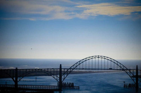 Yaquina Bay Bridge II Black Ornate Wood Framed Art Print with Double Matting by Berzel, Erin