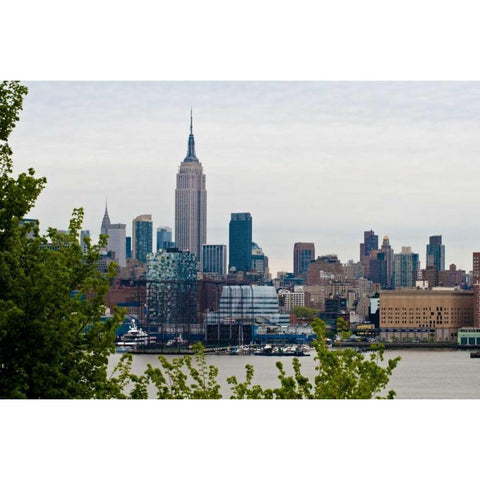 Manhattan Skyline I White Modern Wood Framed Art Print by Berzel, Erin