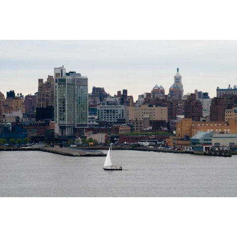 NYC and Hudson River II White Modern Wood Framed Art Print by Berzel, Erin