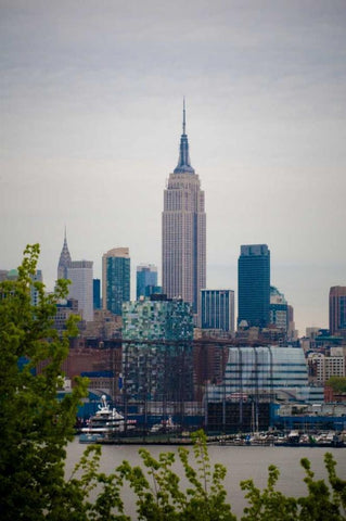 Empire State Building I White Modern Wood Framed Art Print with Double Matting by Berzel, Erin