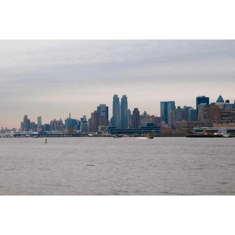 NYC Skyline II Black Modern Wood Framed Art Print with Double Matting by Berzel, Erin