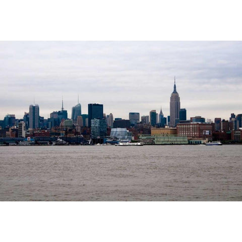 NYC Skyline III Black Modern Wood Framed Art Print with Double Matting by Berzel, Erin