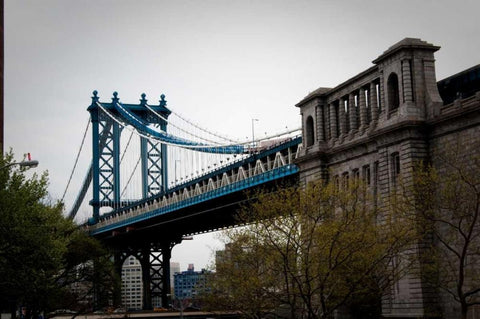 Manhattan Bridge II White Modern Wood Framed Art Print with Double Matting by Berzel, Erin