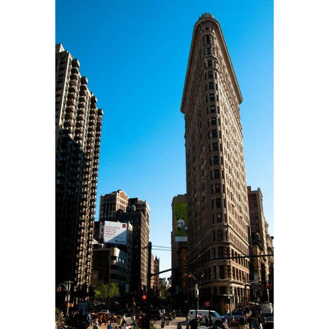 Flatiron Building Black Modern Wood Framed Art Print with Double Matting by Berzel, Erin