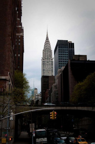 Chrysler Building I White Modern Wood Framed Art Print with Double Matting by Berzel, Erin