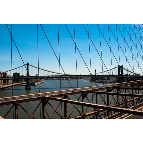 Manhattan Bridge III White Modern Wood Framed Art Print by Berzel, Erin