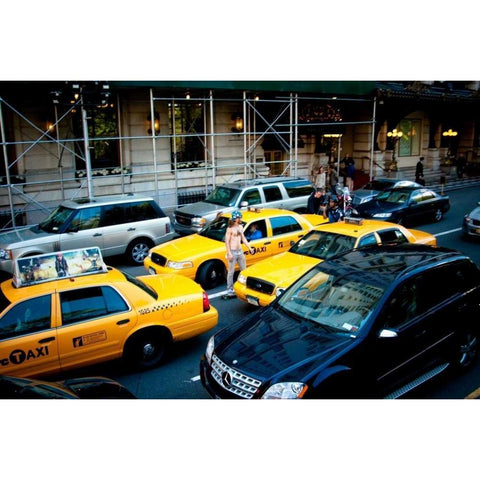 NYC Traffic White Modern Wood Framed Art Print by Berzel, Erin