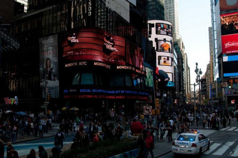 Times Square IV Black Ornate Wood Framed Art Print with Double Matting by Berzel, Erin