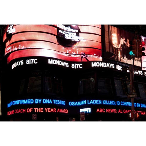 News in Times Square I Black Modern Wood Framed Art Print with Double Matting by Berzel, Erin