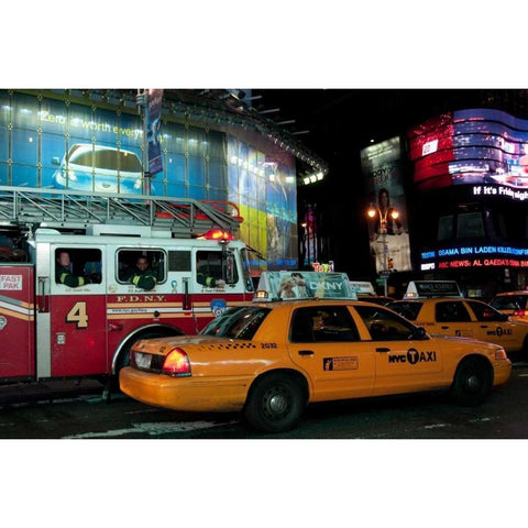 News in Times Square II Gold Ornate Wood Framed Art Print with Double Matting by Berzel, Erin