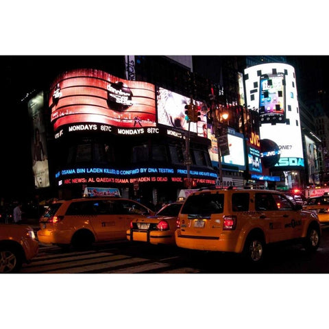 News in Times Square III Black Modern Wood Framed Art Print with Double Matting by Berzel, Erin