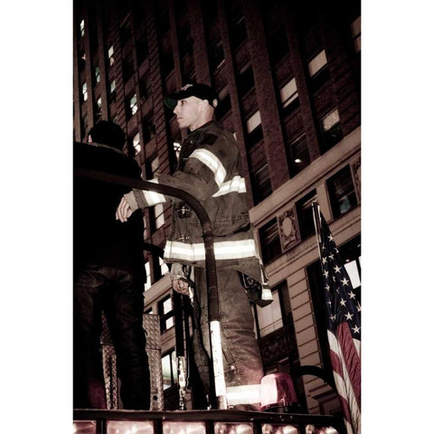 FDNY Firefighter I Black Modern Wood Framed Art Print with Double Matting by Berzel, Erin