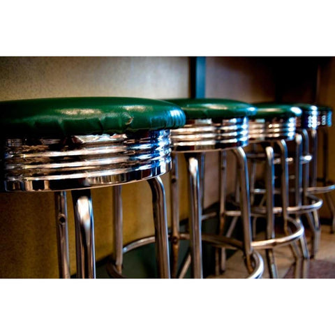 Retro Bar Stools I White Modern Wood Framed Art Print by Berzel, Erin