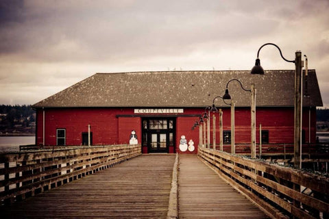 Coupeville Wharf I Black Ornate Wood Framed Art Print with Double Matting by Berzel, Erin