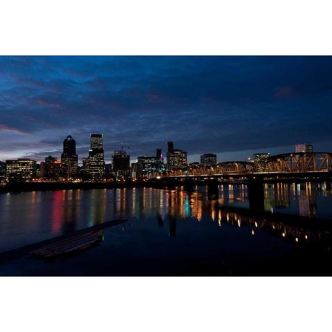 Hawthorne Bridge I Gold Ornate Wood Framed Art Print with Double Matting by Berzel, Erin