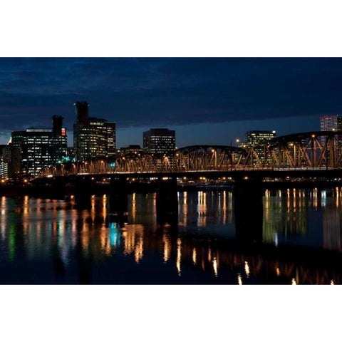 Hawthorne Bridge II Black Modern Wood Framed Art Print with Double Matting by Berzel, Erin